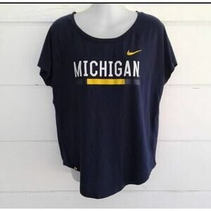 Nike Dry Fit University of Michigan Women's Athletic Blue Top T-Shirt Size Small